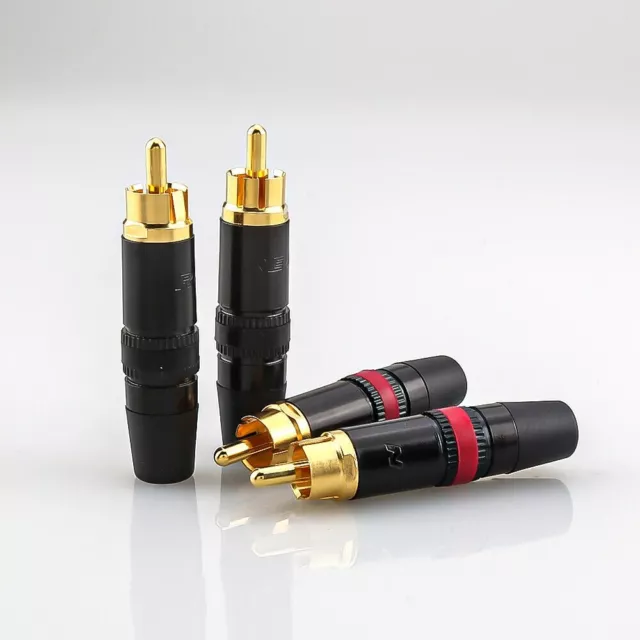 4PCS REAN Phono RCA Plugs Gold Plated Red+White NYS373 HIFI Audio Connector