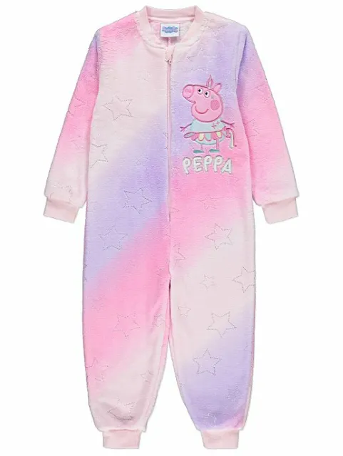 Kids Girls Peppa Pig one piece Pyjamas Supersoft  Fleece  1-6 years Pink