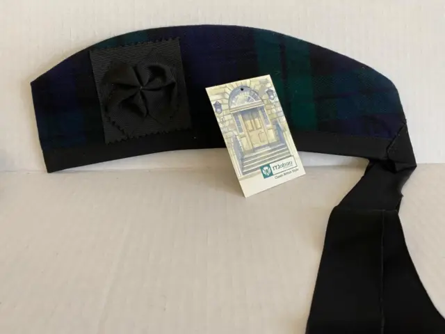 Maban Glengarry Piper Hat Black Watch Made Scotland 100% Wool NWT SHIPS FREE