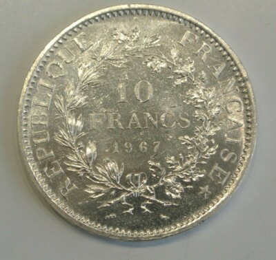 10 FRANCS ARGENT TYPE HERCULE  1967  accent sur E  SPLa FDC  brillant de frappe 