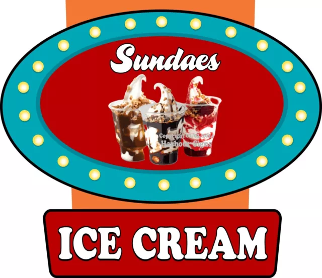 Ice Cream Sundaes DECAL Concession Food Truck Sign Sticker  icv