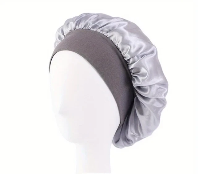 Bonnet De Nuit/sortie De Bain En Satin – Taille Unique, Bande élastique Large – Noir – Neuf Sans étiquette