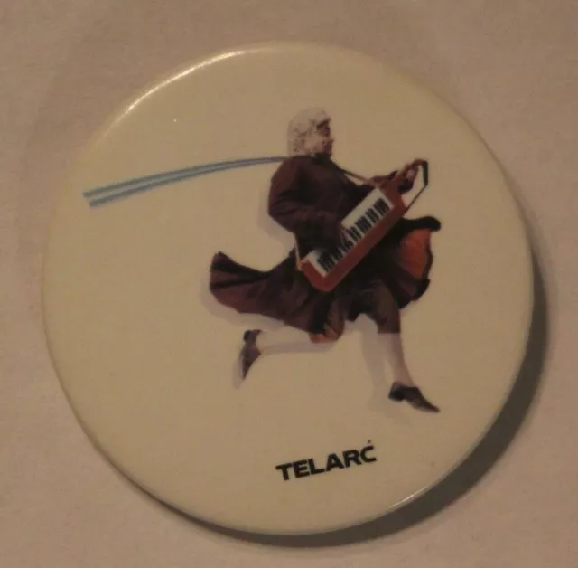 Telarc Classical Musician Keytar Music VTG 80's Button Pin Lapel Hat Bag Pinback