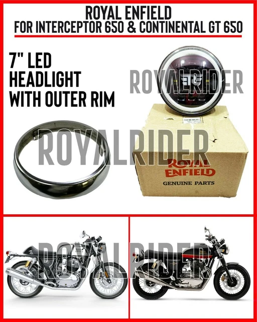 Kit 7" Phare & Clignotant Visière Chrome Pour Royal Enfield - Acier Inox - NEUF