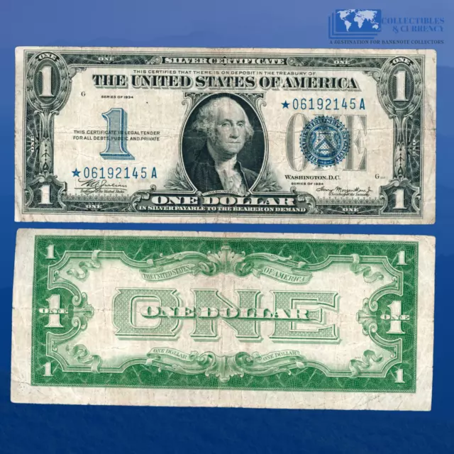 Fr.1606* 1934 $1 One Dollars Silver Certificate RARE STAR NOTE, VF #92145