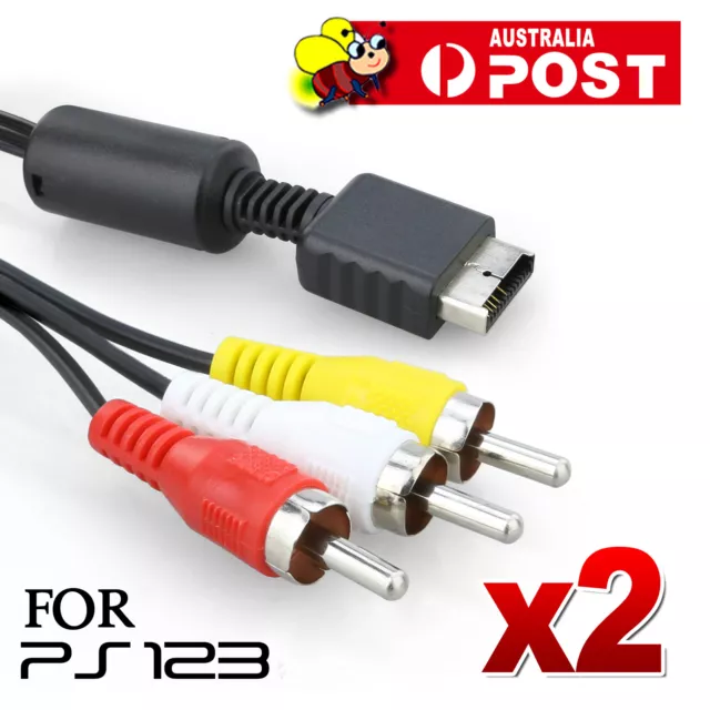 2x TV AV RCA Audio &Video Cable for SONY Playstation 1 2 3 PS1 PS2 PS3 Lead Cord