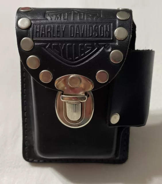 HARLEY DAVIDSON LEATHER Cigarette & Lighter Pouch Loop For Belt $29.99 ...