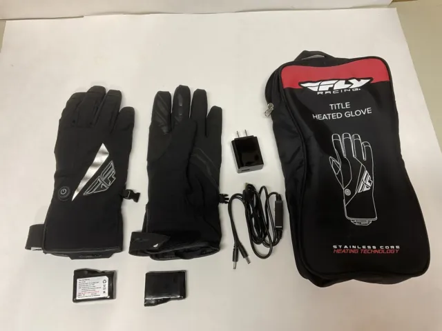 Fly Racing Title Adult Heated Riding Gloves Black SMALL 476-2930 Like New