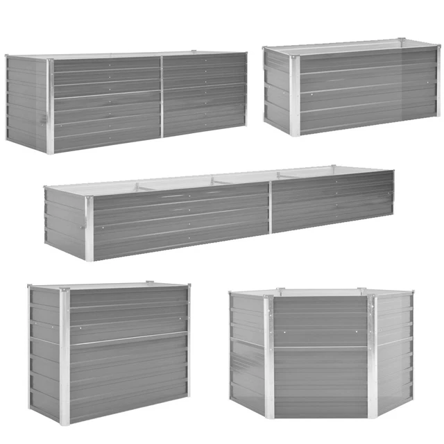 Pflanzenbeet Hochbeet Pflanzkasten Blumenkasten Gemüsebeet Metall Grau 100-240cm