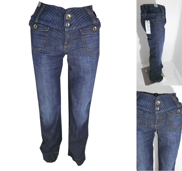 miss sixty jeans donna a vita alta palazzo gamba larga larghi zampa bootcut 42