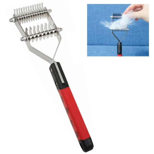 Pet Grooming Brush for Cat/Dog Shedding Dematting 2 Rows Undercoat Rake Comb