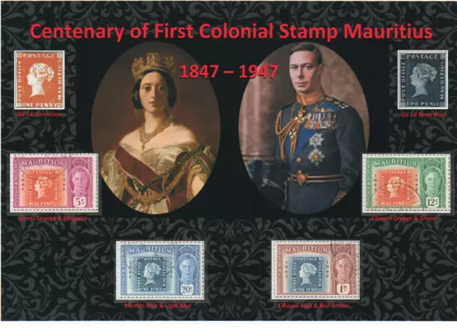 Kgvi 1948 Nice Display First Colonial Stamp Centenary Mauritius 1847-1947 Vfu #2