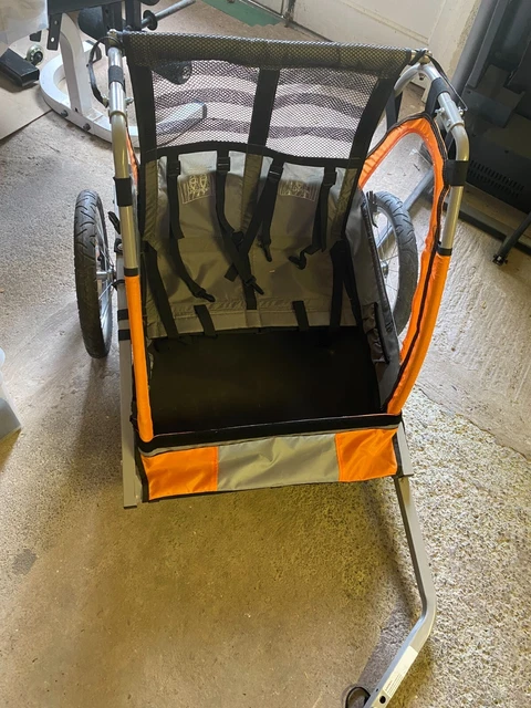 Halfords double buggy deals child bike trailer
