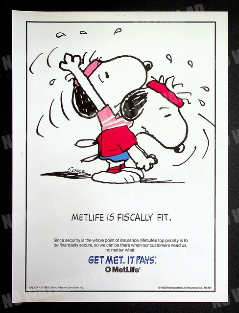 SNOOPY PEANUTS METLIFE Reprsentative's Poster $26.99 - PicClick