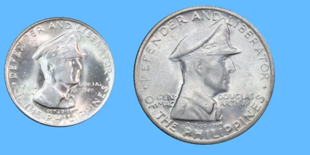 1947 S Philippines Silver MacArthur 1 Peso and 50 Centavos Set
