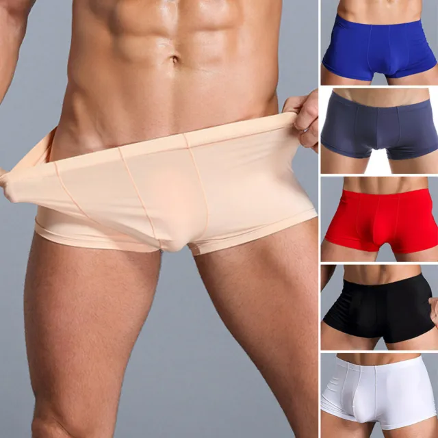 Mens Ice Silk Seamless Underwear Boxer Shorts Sexy Ultra-thin Panties  Underpants