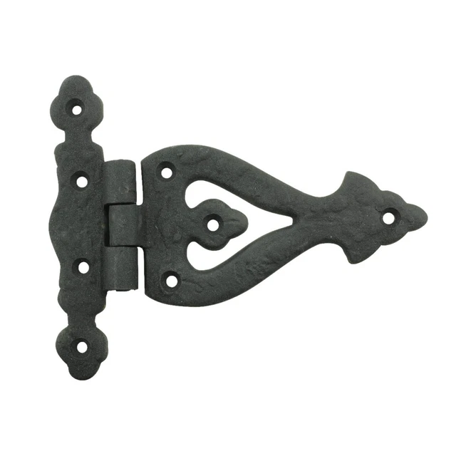 Black Wrought Iron Door Hinge 5 3/8 Inch RSF Finish Barn Door Hinges
