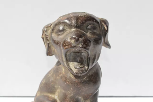 Antique Rare & Super Cute Hubley Cast Iron Bonzo Yawning Puppy Door Stop,Bookend 3