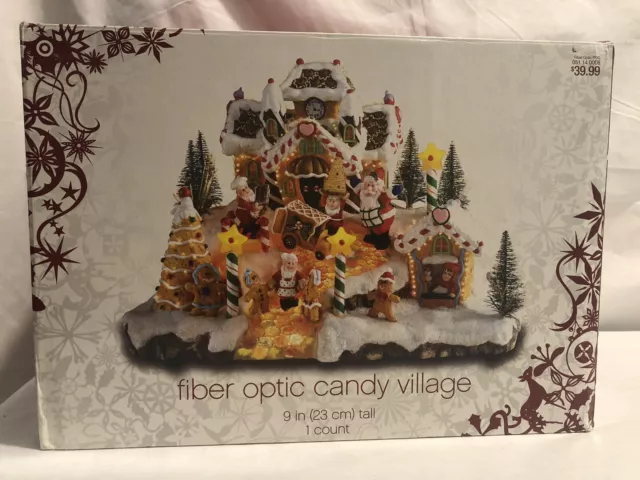 2006 Fiber Optic Christmas Candy Village Multi-Color Lights with Box Gingerbread