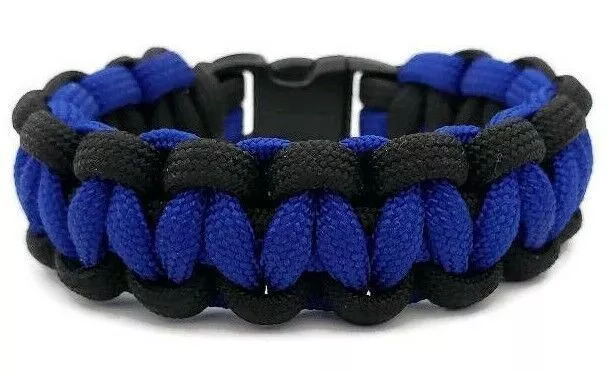 Pulsera unisex de supervivencia de campamento elástica hecha a mano negra y...