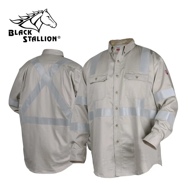 Black Stallion WF2112 MEDIUM TruGuard 300 NFPA 2112 FR Work Shirt w/Reflectives