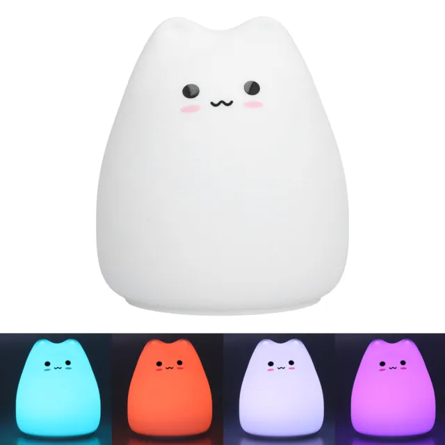 Lampe LED En Forme De Chat 7 Couleurs Changeantes Lumière De Nuit En Silicone FR