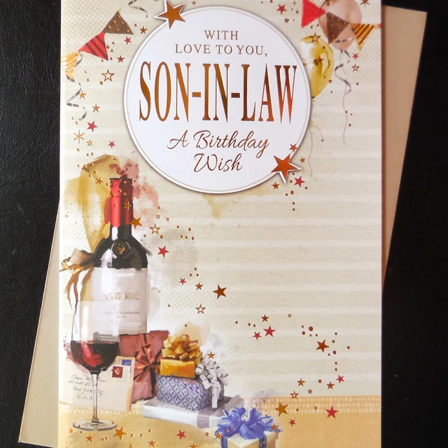 SON IN LAW Birthday Card Large 9"x6" Red Wine Nice Message Special ...