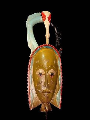 African Face Mask African Tribal Art Wooden MASK Carved Wood African t -2869