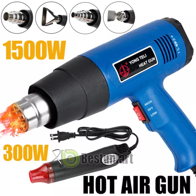 1500W Heat Gun Hot Air Wind Blower Dual Temperature +4 Nozzles Power Heater Tool