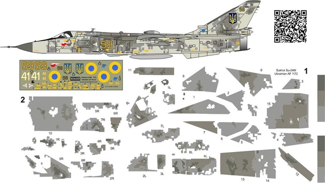 BSmodelle 720287_1 - 1/72 Sukhoi Su-24MR Ukrainian AF digital camo decal scale