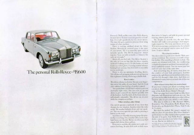 The personal Rolls-Royce - $19,600 ad 1968 2-page version