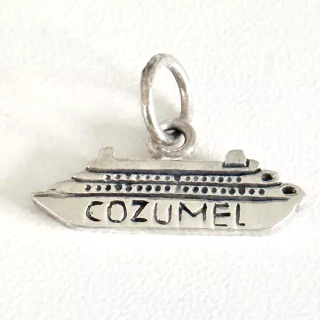 925 Sterling Silver Cozumel Mexico Cruise Ship Boat Charm Pendant