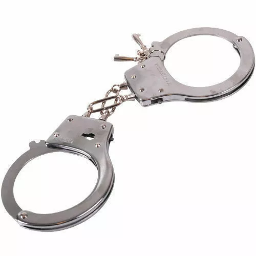 Handschellen mit Schlüssel Handfesseln Karneval Handcuffs Metall Polizei Kostüm
