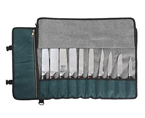 Professional Chef's Knife Bag with Anti Cutting Fabric Inside Heavy Duty 16oz...