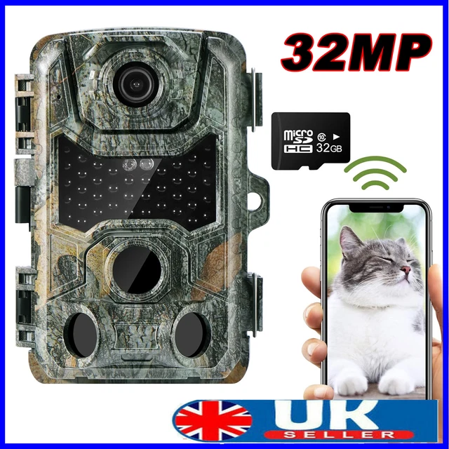 32MP Wildlife Trail Camera 1080P Game Night Vision Outdoor Motion Hunting Cam UK