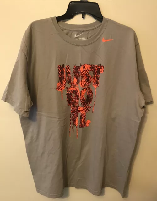 Nike T-Shirt Men's Size 2XL Short Sleeve Just Do It Graphic Crew Neck Gray