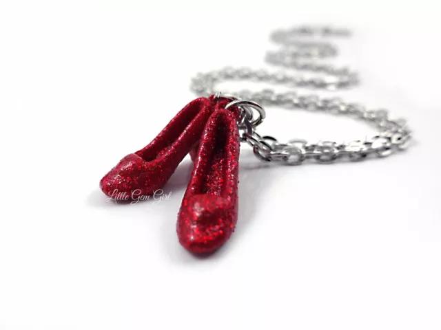 Wizard of Oz Necklace Ruby Red Slipper - One Pair of Shoes - No Place Like Home