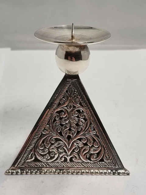 B31#  schöner kl. Leuchter Silber 925 punziert  h. 9,5 cm asiatischer Raum