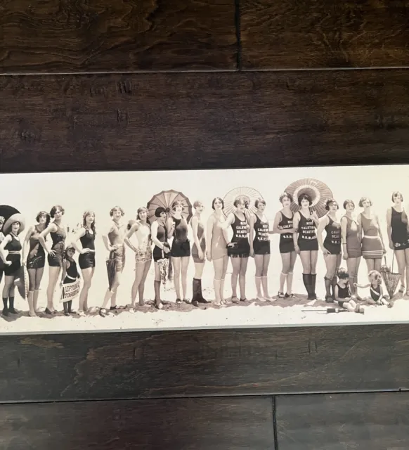 1925 California Bathing Beauties Contest Panorama M Weaver mounted MDF 37 3/4” 3