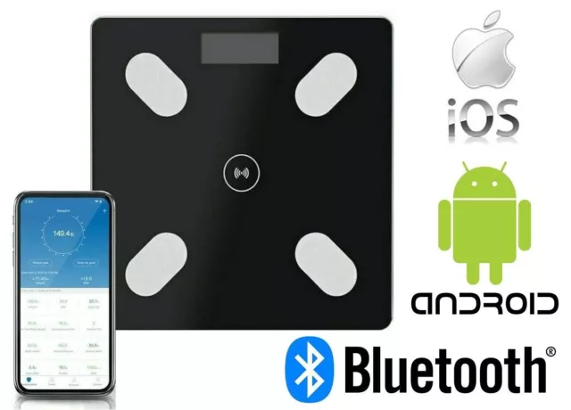 Bilancia Elettronica Smart Digitale Bluetooth Vetro Temperato 180Kg Pesa Persone