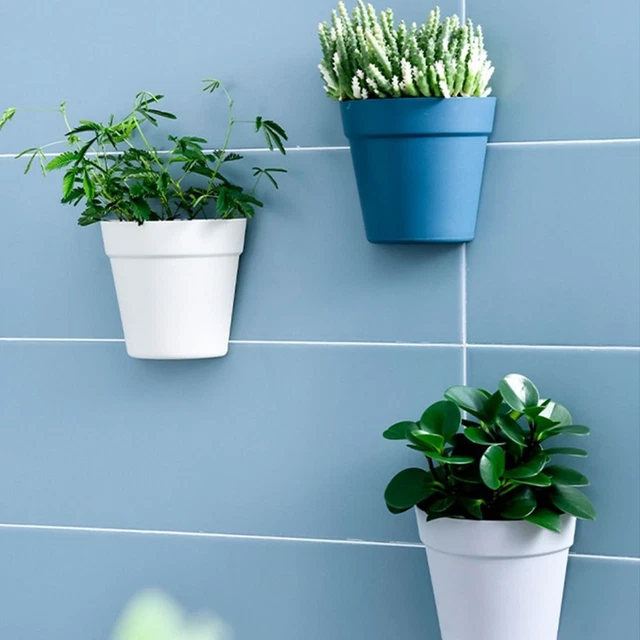 Plastic Wall Hanging Planter Plant Pots Half Round Garden Flower Holder Vase