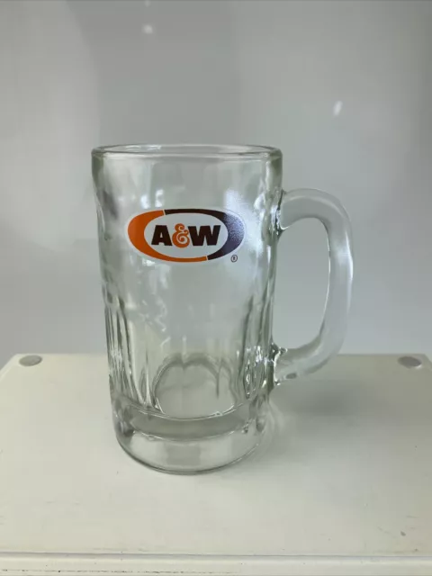 Vtg A&W Logo All American Food Large Heavy Glass AW Root Beer Mug 7” Tall