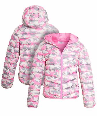 Girls Padded Puffer Coat Ages 7 8 9 10 11 12 13 Years Jacket Pink Camouflage