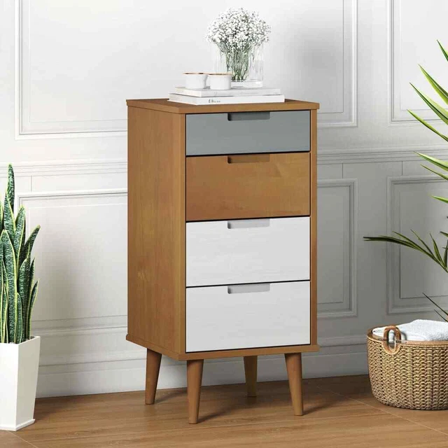 vidaXL Cassettiera MOLDE Marrone 40x35x82 cm in Legno Massello di Pino