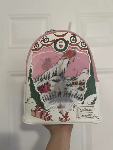 New Loungefly Dr. Seuss The Grinch Whoville Scene Lenticular Mini Backpack Xmas