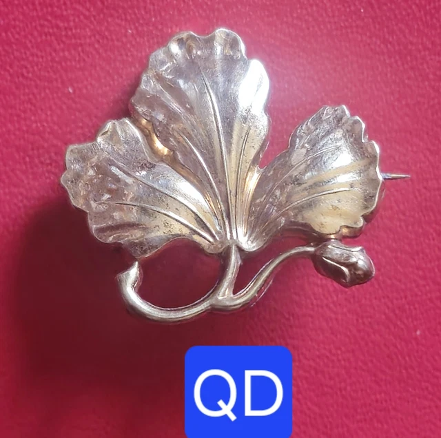 Broche Ancienne Style Art Nouveau - Plaqué Or, Perle Et Strass, Occasion