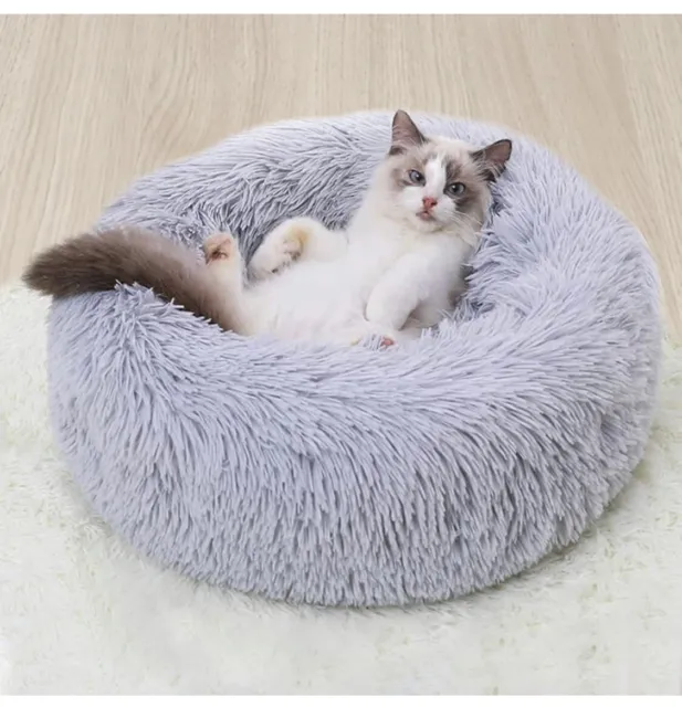 Calming Dog Bed, 20"Donut Dog Bed, Fluffy Dog Bed for Small Dogs and cats