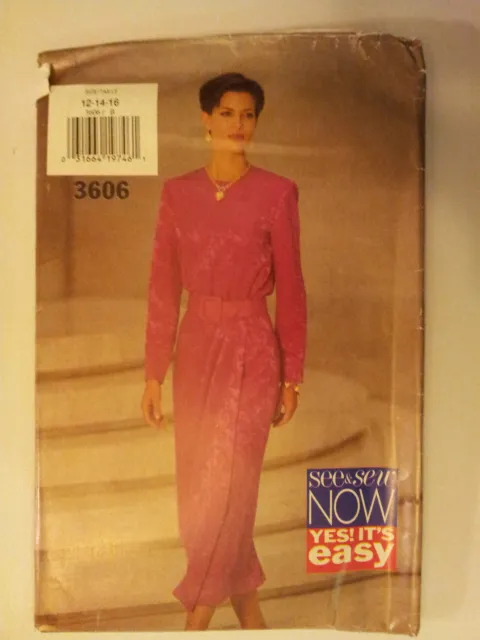 Vintage Butterick See & Sew #3606,Misses Dress, 2 Sizes,Uncut Sewing Pattern