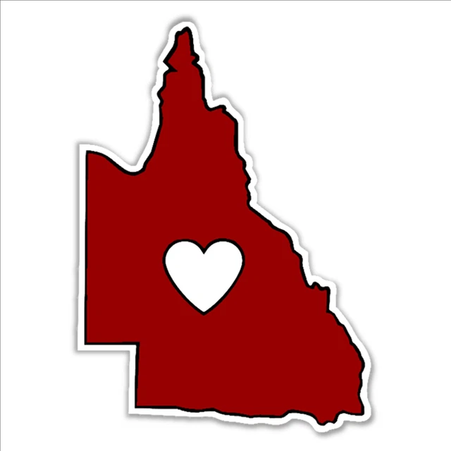 Qld Postcode Map Sticker QUEENSLAND MAP WITH heart origin state pride love Australia vinyl ...