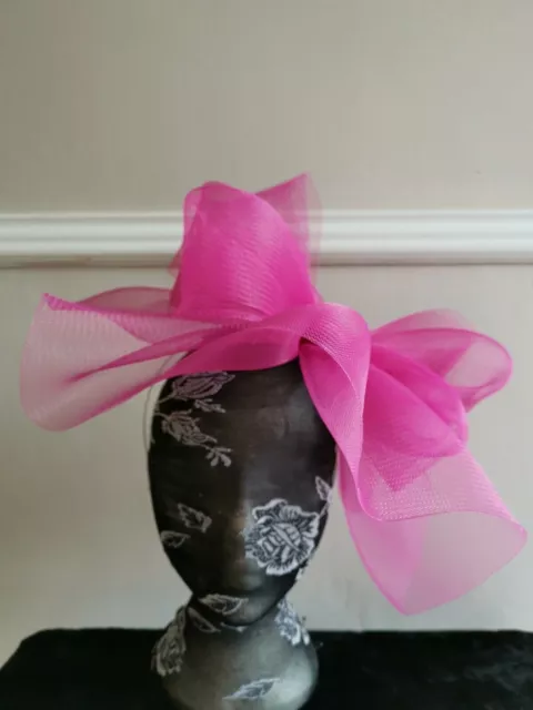 hot pink crin fascinator headband head piece wedding race ascot bridal